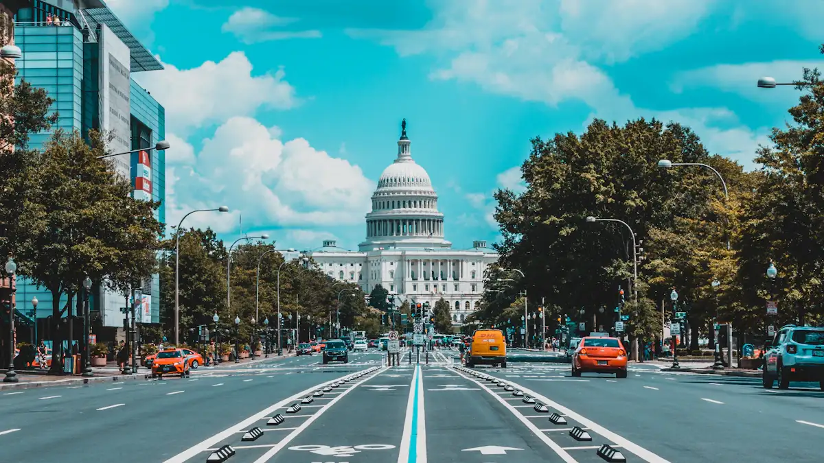 The U.S. Capitol building seen from Pennsylvania Avenue in Washington, D.C.